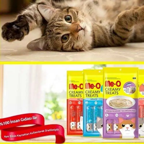 Me-O Mavi Yüzgeçli Orkinos Sıvı Kedi Ödül Maması 4*15 Gr